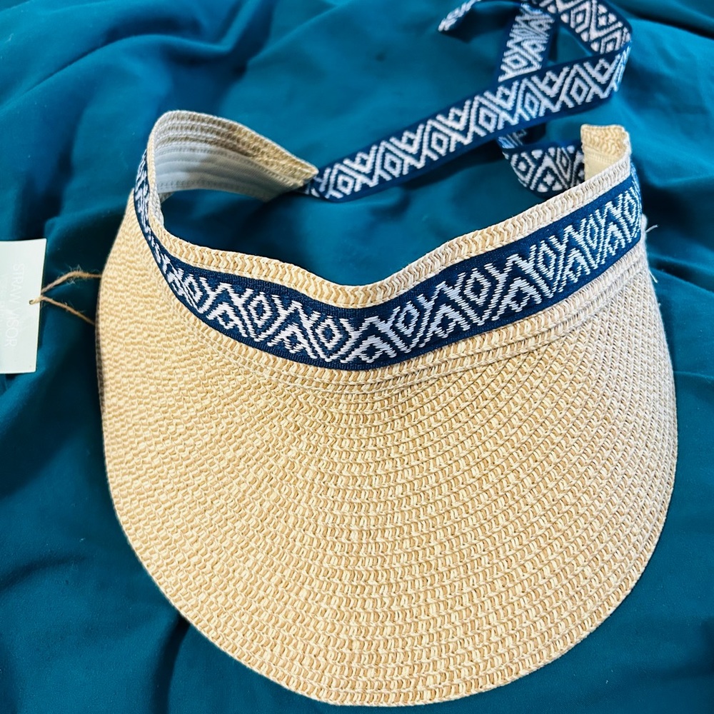 BRAND NEW Sea & Grass straw visor with ribbon